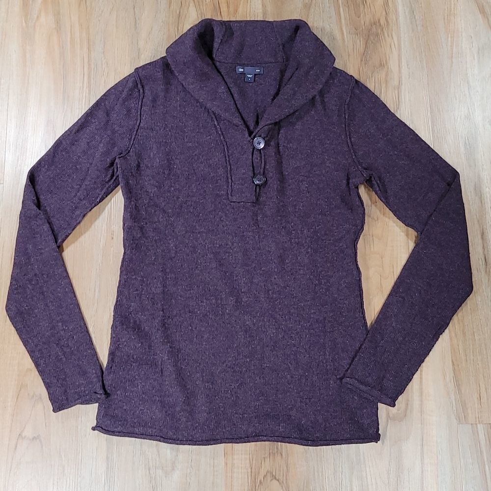 💚Gap Plum Lamb's Wool Blend Buttoned Neck Sweater Small